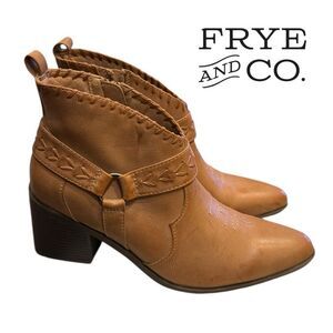New Frye and Co. Women's Palma Tan Stacked Heel Boots Booties 9.5